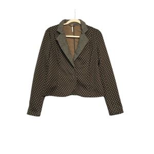 Free People Blazer Classic Jacket M Fitted Black Tan Combo